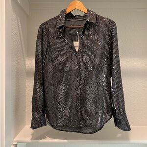 BNWT By Anthropologie Sequin Button Down Shirt
